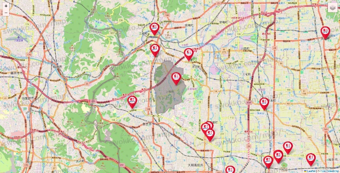 奈良県のココカラファインの店舗地図