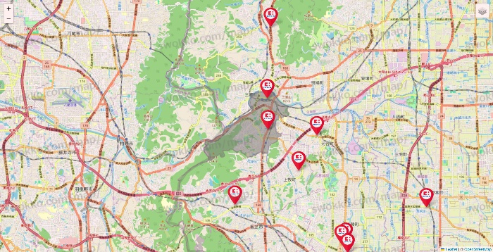 奈良県のココカラファインの店舗地図