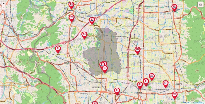 奈良県のココカラファインの店舗地図