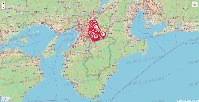 奈良県のココカラファインの店舗地図