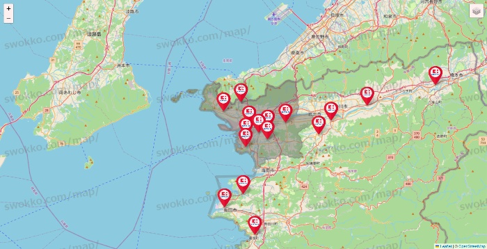 和歌山県のココカラファインの店舗地図