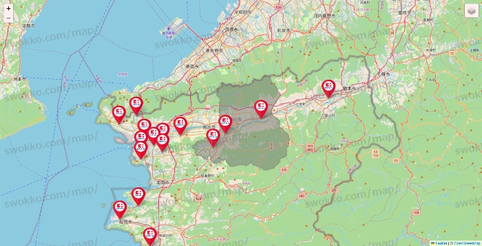 和歌山県のココカラファインの店舗地図