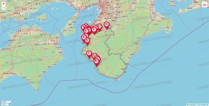 和歌山県のココカラファインの店舗地図