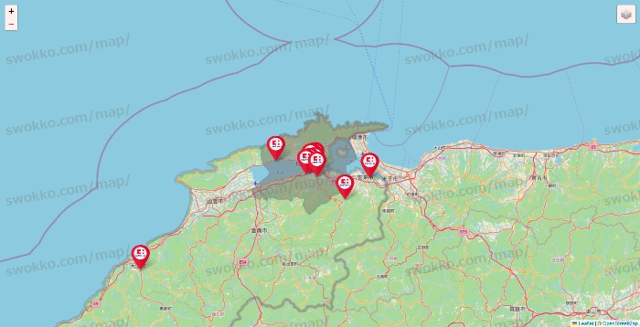 島根県のココカラファインの店舗地図
