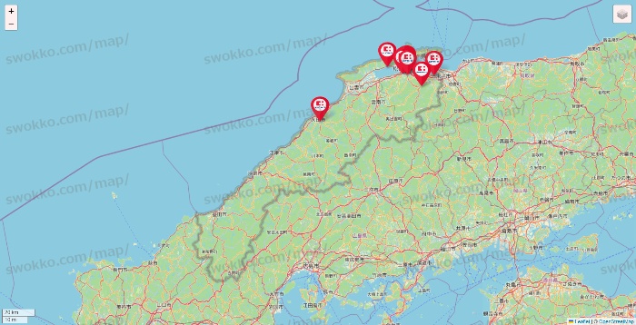 島根県のココカラファインの店舗地図