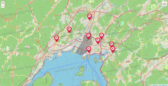 広島県のココカラファインの店舗地図