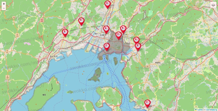 広島県のココカラファインの店舗地図