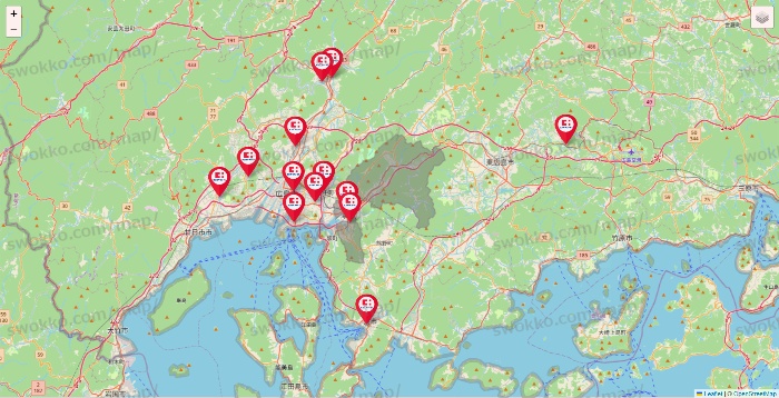 広島県のココカラファインの店舗地図