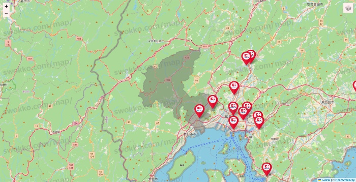 広島県のココカラファインの店舗地図