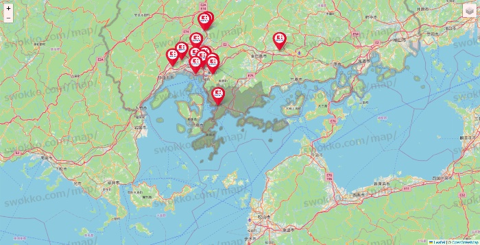 広島県のココカラファインの店舗地図