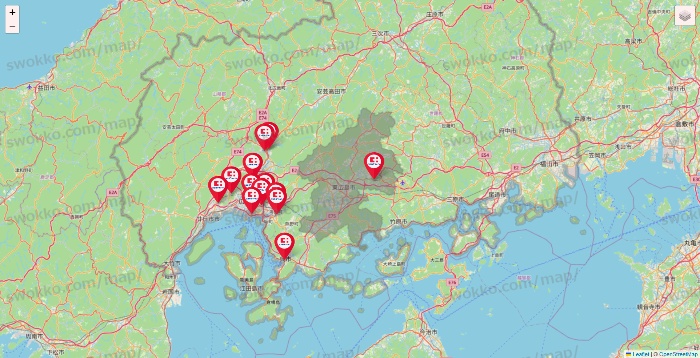 広島県のココカラファインの店舗地図