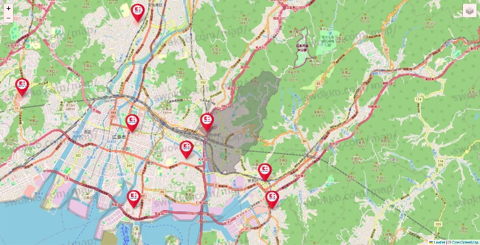 広島県のココカラファインの店舗地図