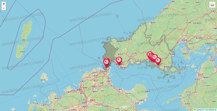 山口県のココカラファインの店舗地図