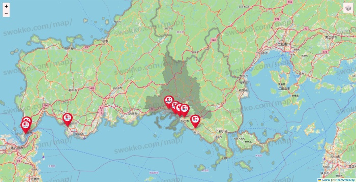 山口県のココカラファインの店舗地図