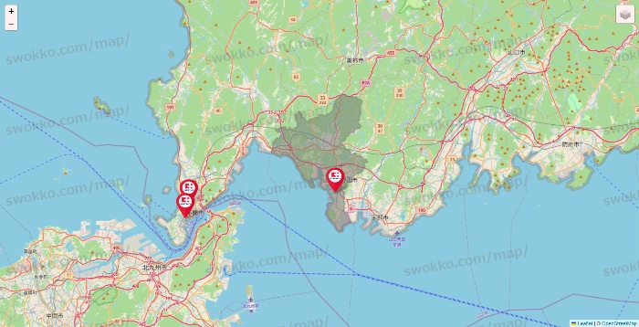 山口県のココカラファインの店舗地図