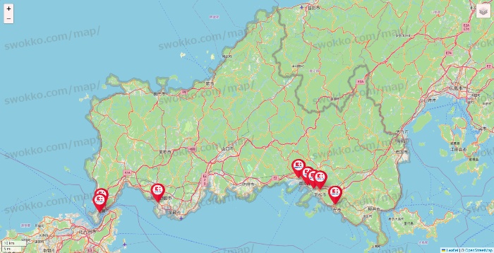 山口県のココカラファインの店舗地図