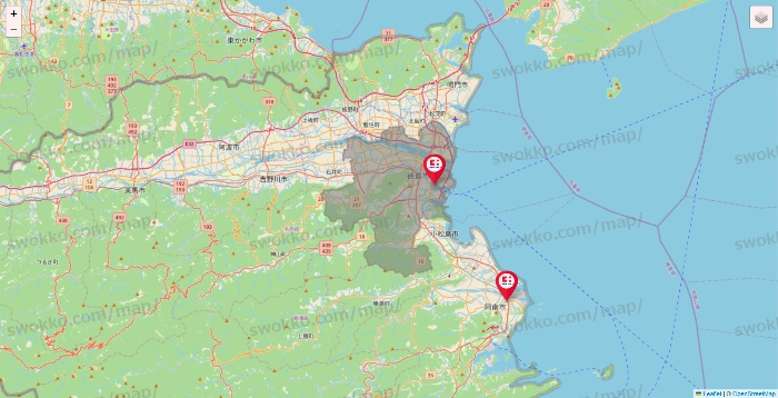 徳島県のココカラファインの店舗地図
