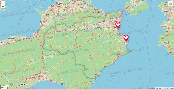 徳島県のココカラファインの店舗地図
