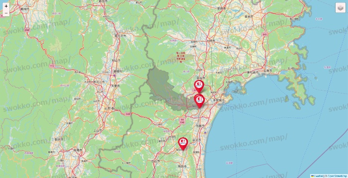 宮城県のココカラファインの店舗地図