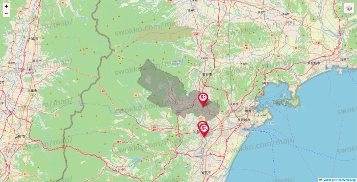 宮城県のココカラファインの店舗地図