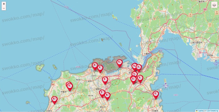 福岡県のココカラファインの店舗地図