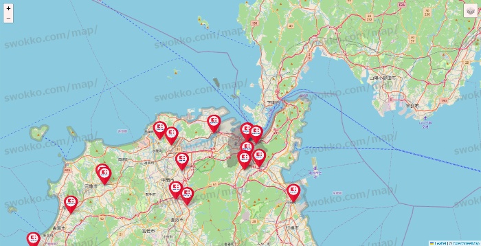 福岡県のココカラファインの店舗地図