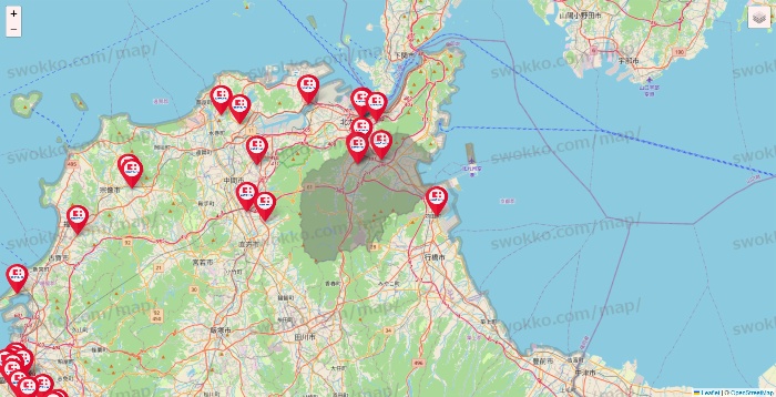 福岡県のココカラファインの店舗地図