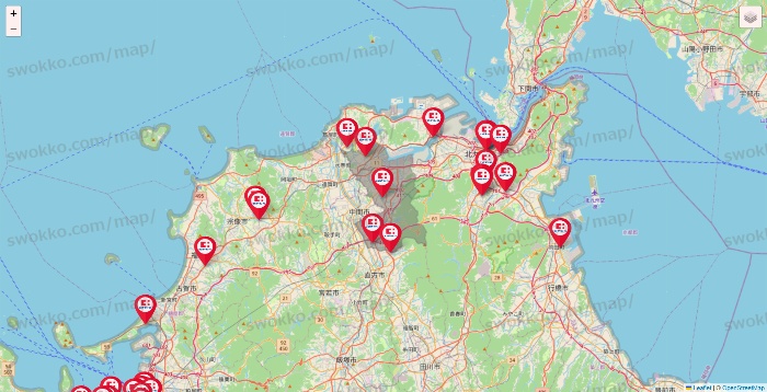 福岡県のココカラファインの店舗地図