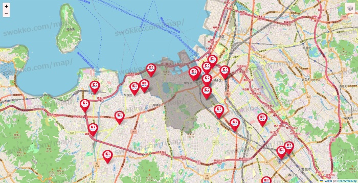 福岡県のココカラファインの店舗地図