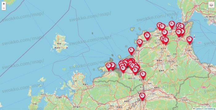 福岡県のココカラファインの店舗地図