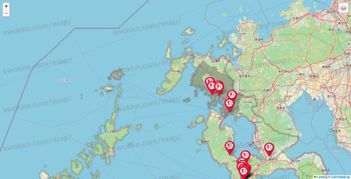 長崎県のココカラファインの店舗地図