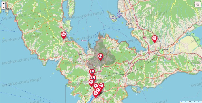 長崎県のココカラファインの店舗地図
