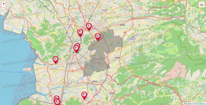 熊本県のココカラファインの店舗地図