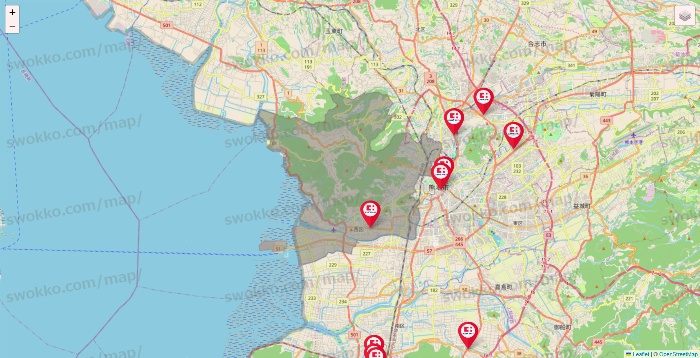 熊本県のココカラファインの店舗地図