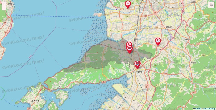 熊本県のココカラファインの店舗地図