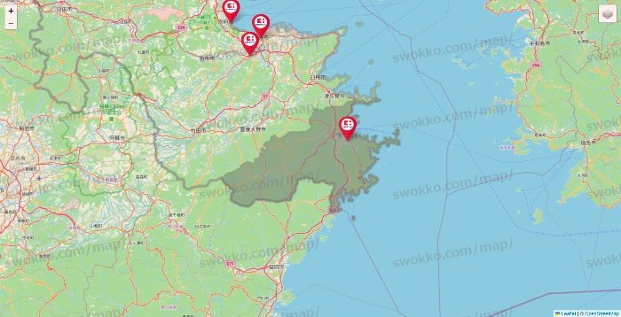 大分県のココカラファインの店舗地図
