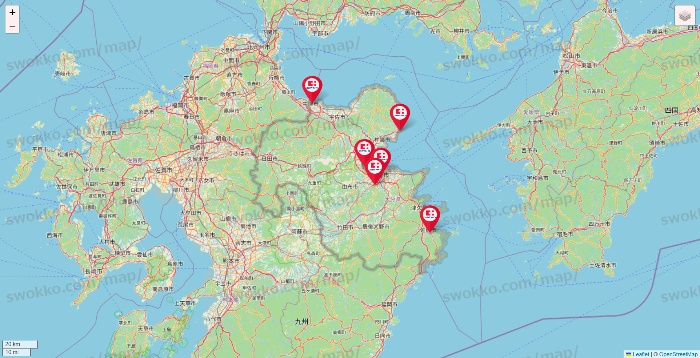大分県のココカラファインの店舗地図