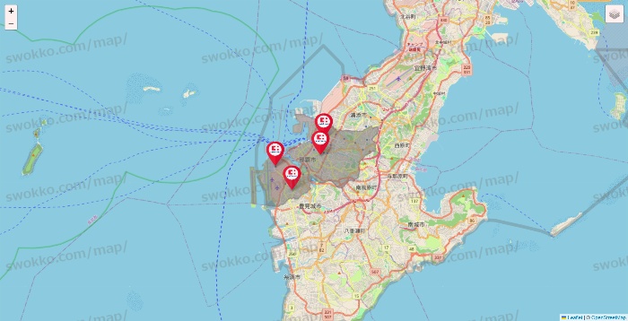 沖縄県のココカラファインの店舗地図