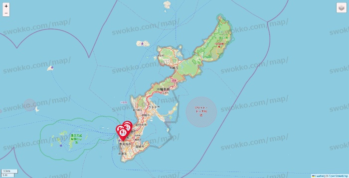 沖縄県のココカラファインの店舗地図
