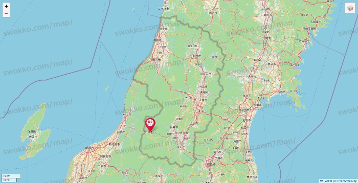 山形県のココカラファインの店舗地図