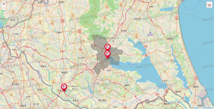 茨城県のココカラファインの店舗地図