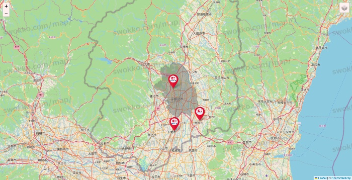 栃木県のココカラファインの店舗地図