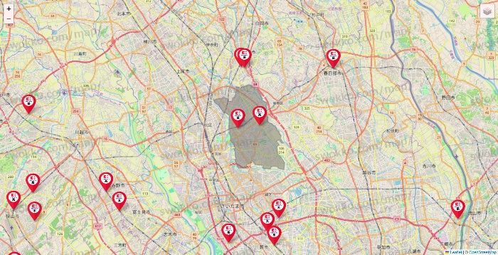 埼玉県のココカラファイン系列いろいろの店舗地図