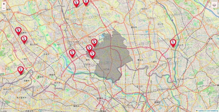 埼玉県のココカラファイン系列いろいろの店舗地図