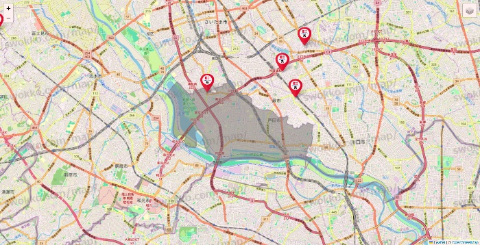 埼玉県のココカラファイン系列いろいろの店舗地図