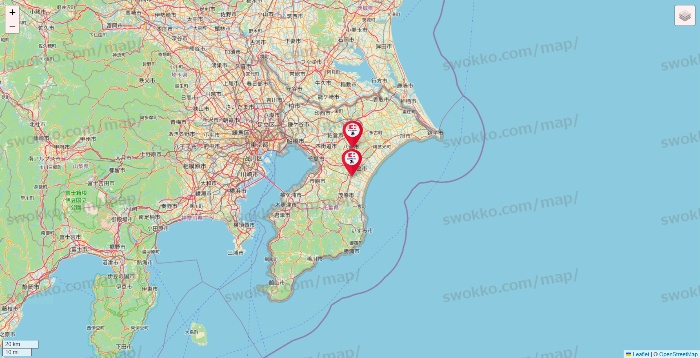 千葉県のココカラファイン系列いろいろの店舗地図