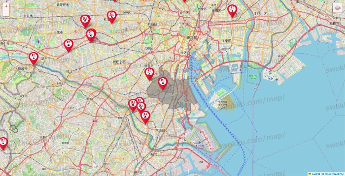 東京都のココカラファイン系列いろいろの店舗地図