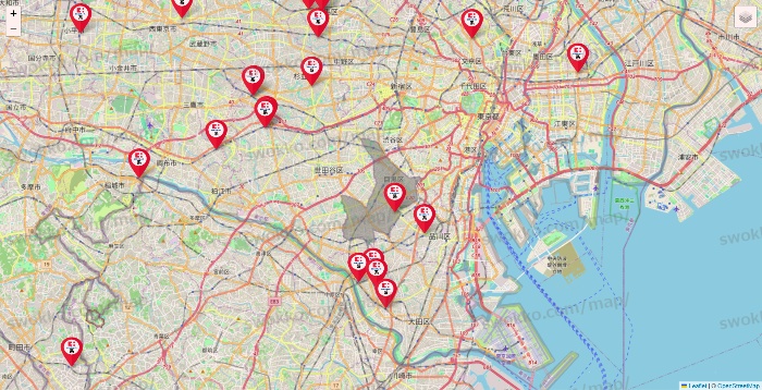 東京都のココカラファイン系列いろいろの店舗地図