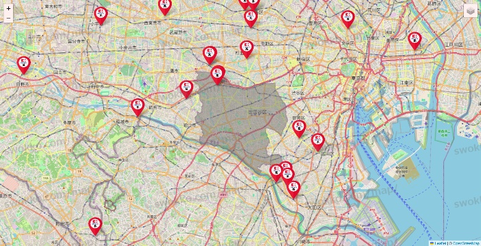 東京都のココカラファイン系列いろいろの店舗地図