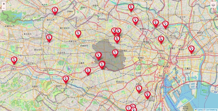 東京都のココカラファイン系列いろいろの店舗地図